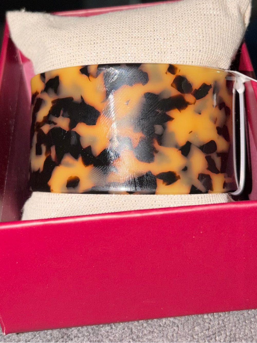 Tortoiseshell-Pattern Wide Cuff Bracelet - Brown/Black